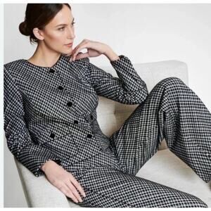 NWT Spanx Ponte Lady Jacket Jacquard Black & White Plaid Women’s Size Large